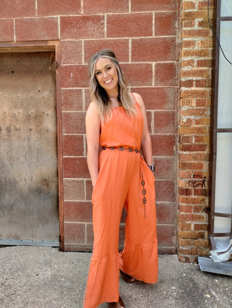 Orange wide leg Jumpsuit